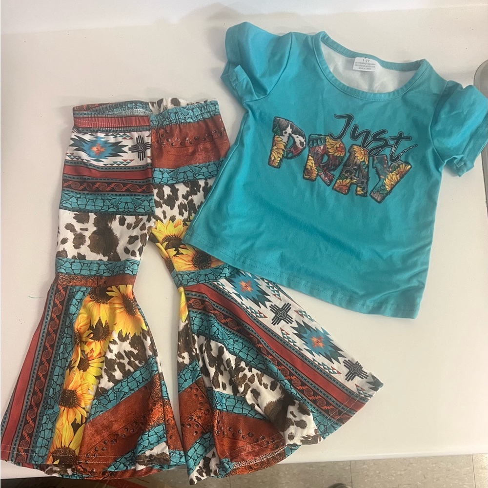Kids Turquoise 'Just Pray' Matching Set